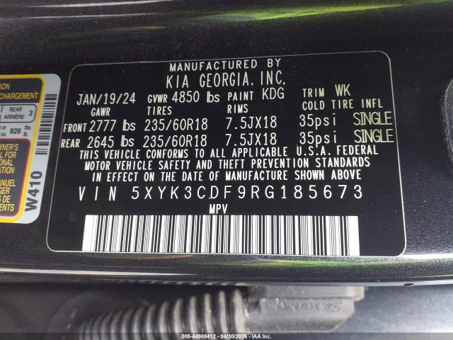 Aukcja sprzedaży 2024 Kia Sportage Ex, vin: 5XYK3CDF9RG185673, numer aukcji: 44988412