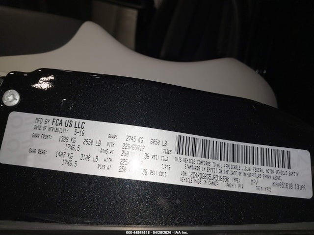Продажа на аукционе авто 2018 Dodge Grand Caravan Se, vin: 2C4RDGBG5JR318590, номер лота: 44988416