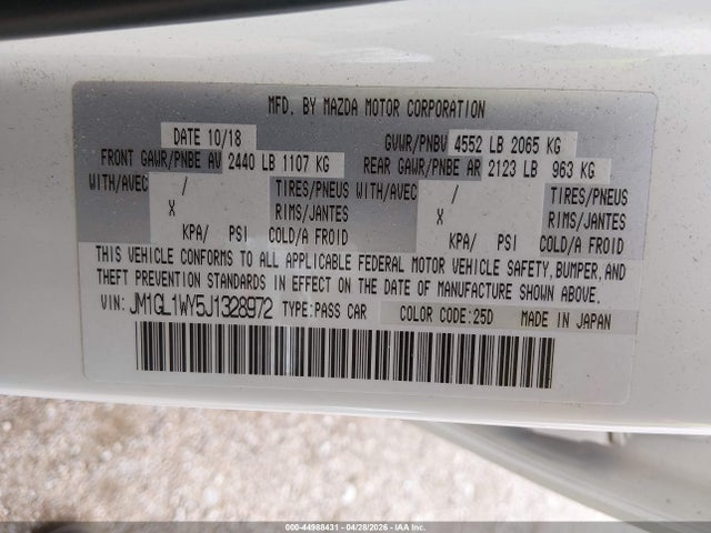 JM1GL1WY5J1328972 Mazda Mazda6 Grand Touring Reserve