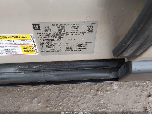 1GKKVRKD8FJ104001 GMC Acadia Slt-1