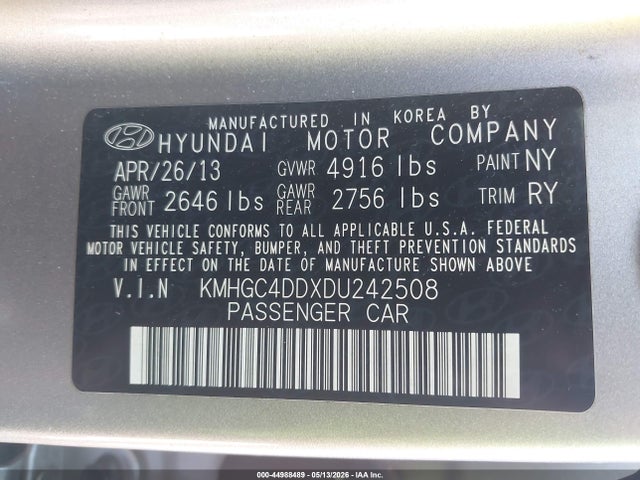 Продажа на аукционе авто 2013 Hyundai Genesis 3.8, vin: KMHGC4DDXDU242508, номер лота: 44988489