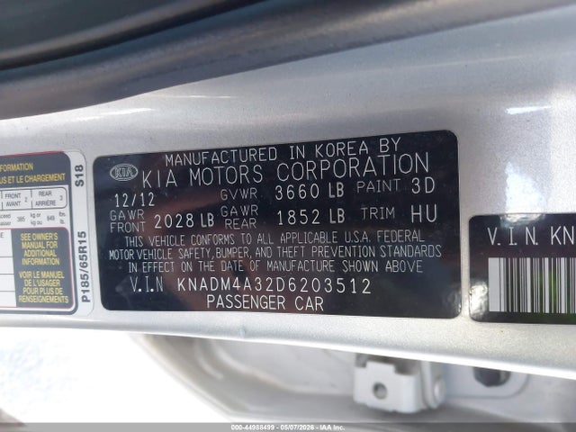 Продажа на аукционе авто 2013 Kia Rio Lx, vin: KNADM4A32D6203512, номер лота: 44988499