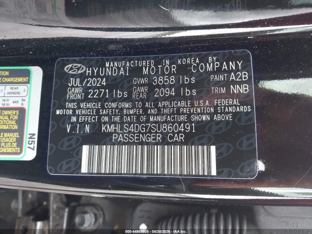 Продаж на аукціоні авто 2025 Hyundai Elantra Sel Convenience, vin: KMHLS4DG7SU860491, номер лоту: 44988505