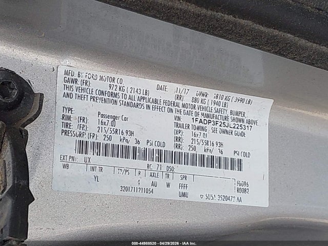 1FADP3F25JL225317 Ford FOCUS SE