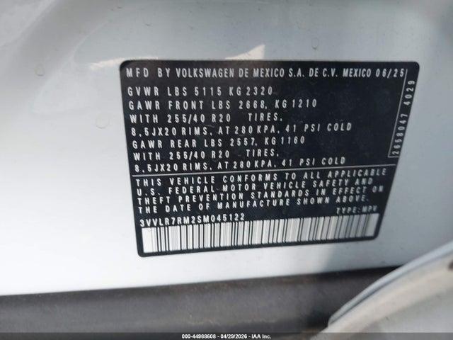 Продажа на аукционе авто 2025 Volkswagen Tiguan 2.0t Sel R-line, vin: 3VVLR7RM2SM045122, номер лота: 44988608