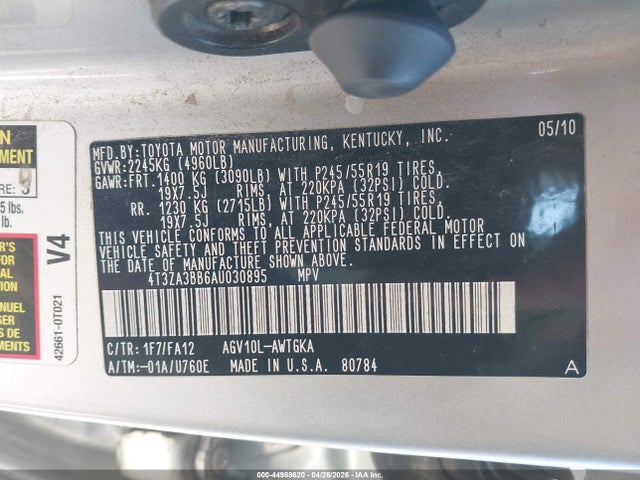 Продаж на аукціоні авто 2010 Toyota Venza, vin: 4T3ZA3BB6AU030895, номер лоту: 44988620