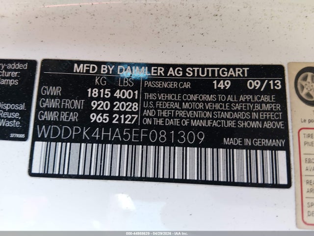44988629 :رقم المزاد ، WDDPK4HA5EF081309 vin ، 2014 Mercedes-benz Slk 250 مزاد بيع