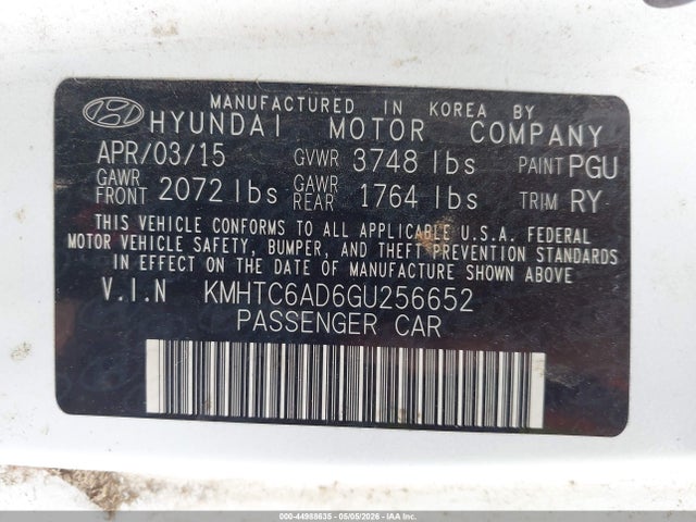 Aukcja sprzedaży 2016 Hyundai Veloster, vin: KMHTC6AD6GU256652, numer aukcji: 44988635