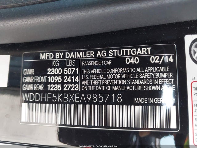 Продаж на аукціоні авто 2014 Mercedes-benz E 350, vin: WDDHF5KBXEA985718, номер лоту: 44988676