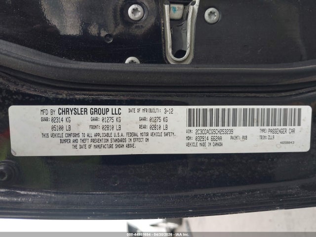 44988694 :رقم المزاد ، 2C3CCACG5CH253239 vin ، 2012 Chrysler 300 Limited مزاد بيع