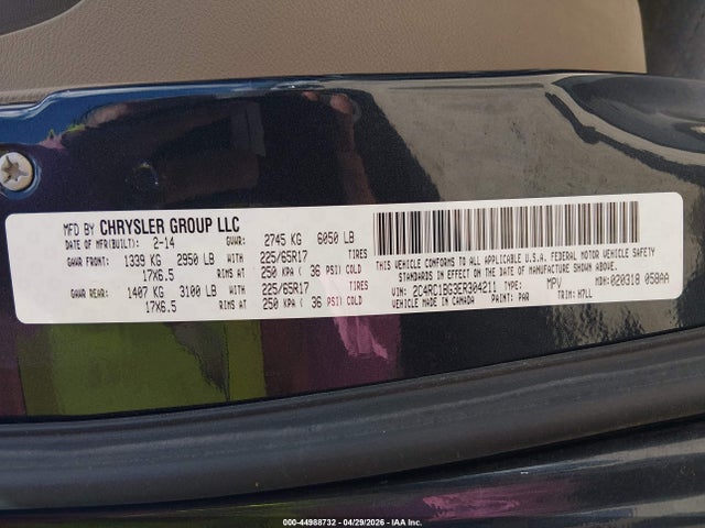 Продаж на аукціоні авто 2014 Chrysler Town & Country Touring, vin: 2C4RC1BG3ER304211, номер лоту: 44988732