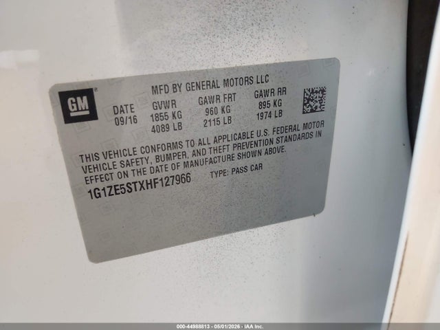 1G1ZE5STXHF127966 Chevrolet MALIBU 1LT