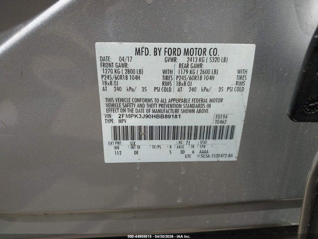 2FMPK3J90HBB89181 Ford EDGE SEL