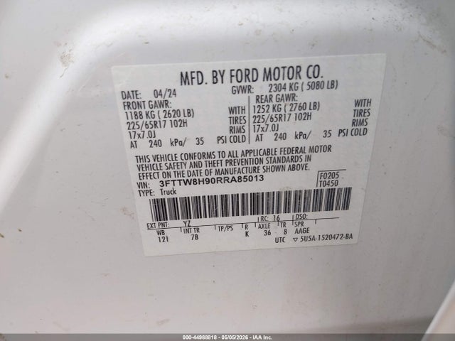 Aukcja sprzedaży 2024 Ford Maverick Xlt, vin: 3FTTW8H90RRA85013, numer aukcji: 44988818