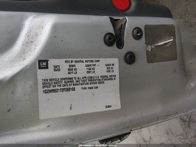 2002 Pontiac Grand Prix Gtp მანქანა იყიდება აუქციონზე, vin: 1G2WR52172F268163, აუქციონის ნომერი: 44988874