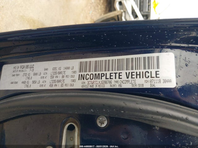 Aukcja sprzedaży 2018 Ram 3500 Chassis Tradesman/slt/laramie, vin: 3C7WRTCLXJG286706, numer aukcji: 44988917