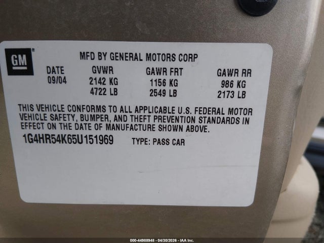 Продажа на аукционе авто 2005 Buick Lesabre Limited, vin: 1G4HR54K65U151969, номер лота: 44988948