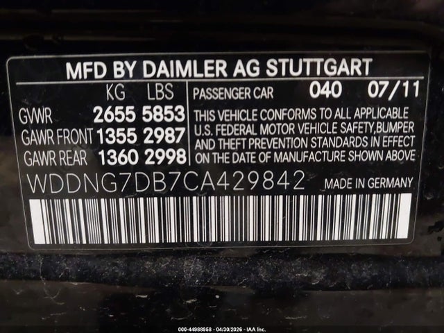 Продаж на аукціоні авто 2012 Mercedes-benz S 550, vin: WDDNG7DB7CA429842, номер лоту: 44988958