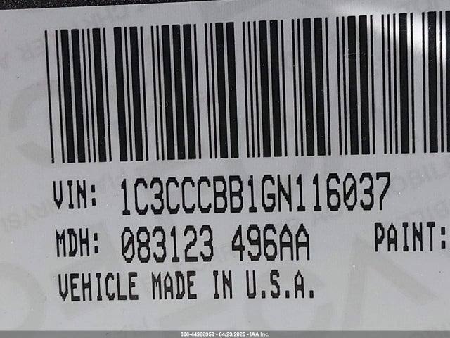 Aukcja sprzedaży 2016 Chrysler 200 S, vin: 1C3CCCBB1GN116037, numer aukcji: 44988959