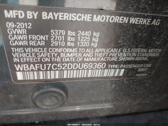 Aukcja sprzedaży 2013 Bmw 535i Xdrive, vin: WBAFU7C52DDU69360, numer aukcji: 44988971