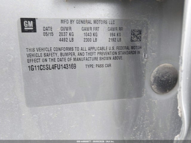 Chevrolet MALIBU 1LT 2015 1G11C5SL4FU143169 Image 9