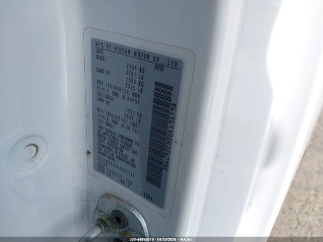 Aukcja sprzedaży 2016 Nissan Nv200 Sv, vin: 3N6CM0KN2GK691798, numer aukcji: 44988979