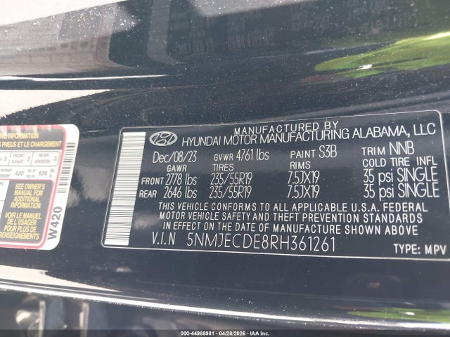 Продаж на аукціоні авто 2024 Hyundai Tucson Limited, vin: 5NMJECDE8RH361261, номер лоту: 44988981