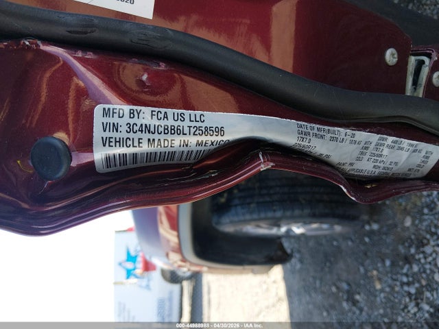 Продаж на аукціоні авто 2020 Jeep Compass Sun And Safety Fwd, vin: 3C4NJCBB6LT258596, номер лоту: 44988988