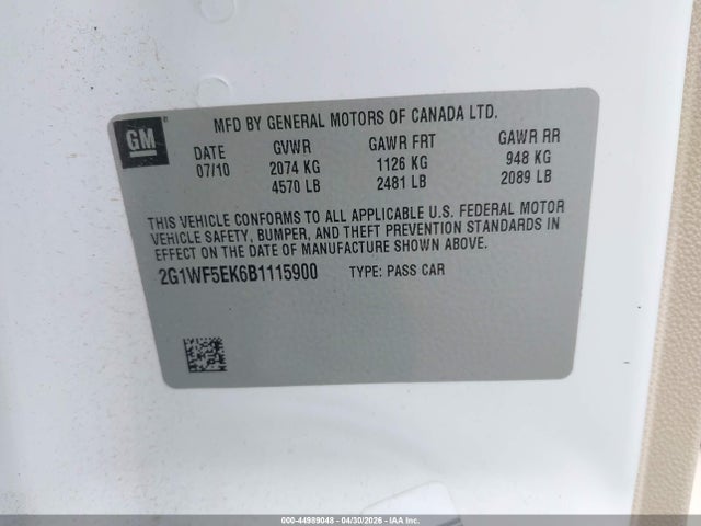 Продаж на аукціоні авто 2011 Chevrolet Impala Ls, vin: 2G1WF5EK6B1115900, номер лоту: 44989048