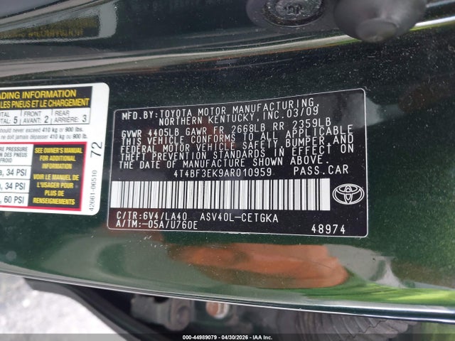 Aukcja sprzedaży 2010 Toyota Camry Xle, vin: 4T4BF3EK9AR010959, numer aukcji: 44989079