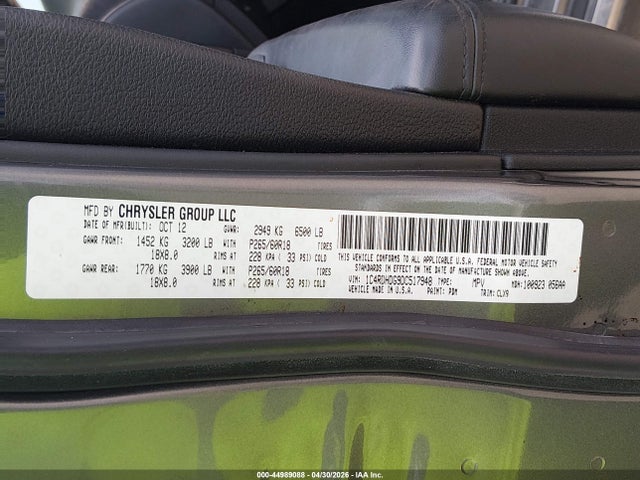 Aukcja sprzedaży 2013 Dodge Durango Crew, vin: 1C4RDHDG9DC517948, numer aukcji: 44989088