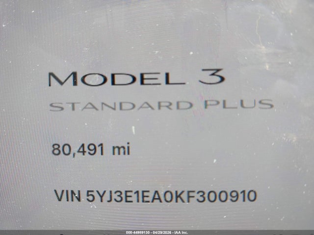 Aukcja sprzedaży 2019 Tesla Model 3 Long Range/mid Range/standard Range/standard Range Plus, vin: 5YJ3E1EA0KF300910, numer aukcji: 44989130