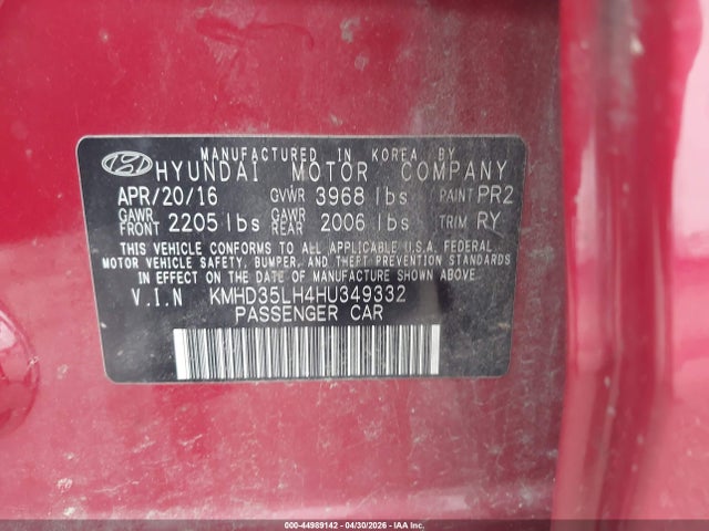 KMHD35LH4HU349332 Hyundai ELANTRA GT