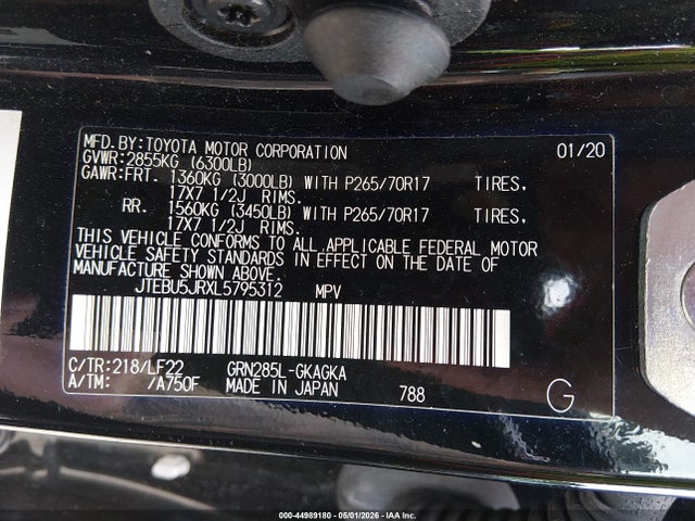 JTEBU5JRXL5795312 Toyota 4runner Trd Pro