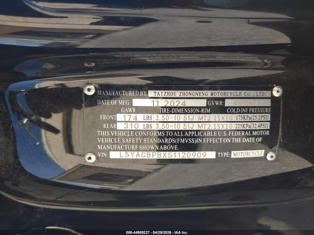 L5YACBPBXS1120909 Taizhou Scotter