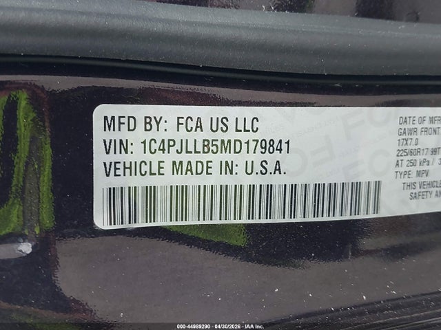 Aukcja sprzedaży 2021 Jeep Cherokee Latitude Plus Fwd, vin: 1C4PJLLB5MD179841, numer aukcji: 44989290