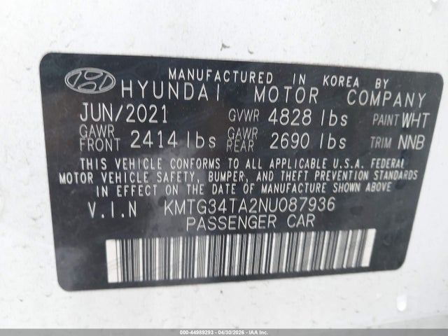 Продажа на аукционе авто 2022 Genesis G70 2.0t Awd, vin: KMTG34TA2NU087936, номер лота: 44989293