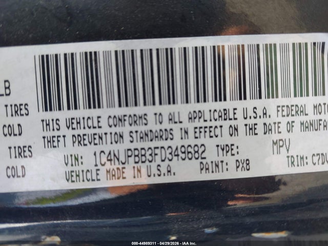 Aukcja sprzedaży 2015 Jeep Patriot Sport, vin: 1C4NJPBB3FD349682, numer aukcji: 44989311