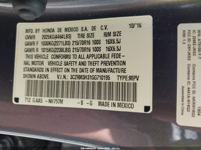 3CZRM3H31GG710195 Honda CR-V LX
