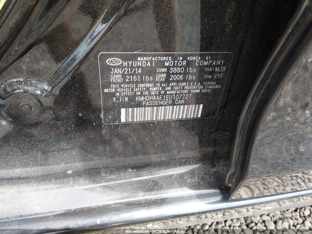 44989349 :رقم المزاد ، KMHDH4AE1EU107727 vin ، 2014 Hyundai Elantra Limited مزاد بيع