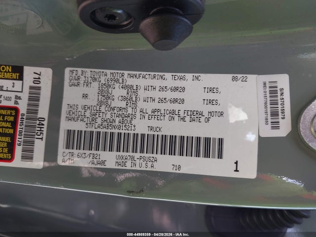 Toyota Tundra Sr5 2022 5TFLA5AB5NX015213 Image 9