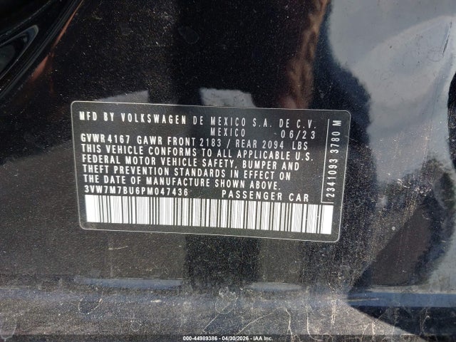 2023 Volkswagen Jetta 1.5t Se მანქანა იყიდება აუქციონზე, vin: 3VW7M7BU6PM047436, აუქციონის ნომერი: 44989386