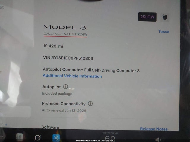 Aukcja sprzedaży 2023 Tesla Model 3 Performance Dual Motor All-wheel Drive, vin: 5YJ3E1EC8PF510809, numer aukcji: 44989408