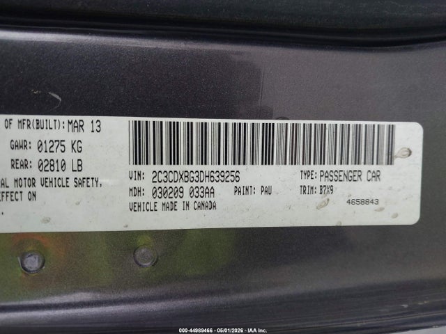 2013 Dodge Charger Se მანქანა იყიდება აუქციონზე, vin: 2C3CDXBG3DH639256, აუქციონის ნომერი: 44989466