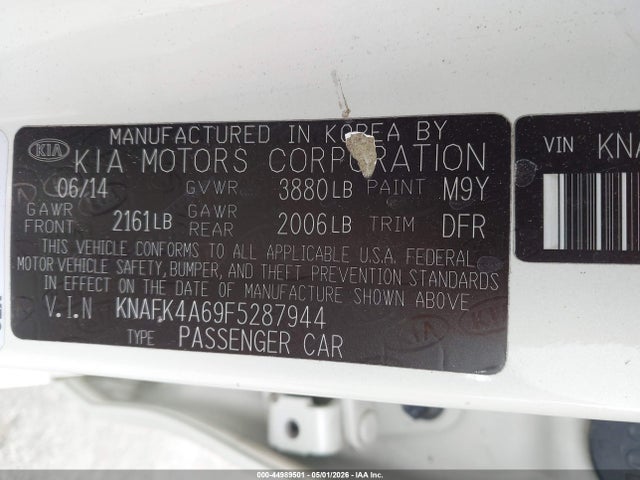 KIA FORTE LX 2015 KNAFK4A69F5287944 Image 9