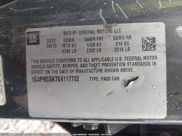 Продажа на аукционе авто 2014 Buick Verano Convenience Group, vin: 1G4PR5SK7E4117702, номер лота: 44989520