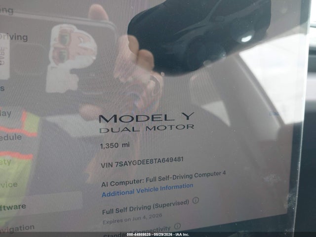 Aukcja sprzedaży 2026 Tesla Model Y, vin: 7SAYGDEE8TA649481, numer aukcji: 44989525