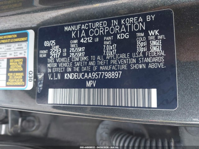 2025 Kia Seltos S მანქანა იყიდება აუქციონზე, vin: KNDEUCAA9S7798897, აუქციონის ნომერი: 44989532