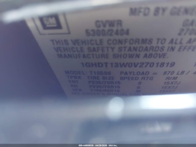 Aukcja sprzedaży 1997 Oldsmobile Bravada, vin: 1GHDT13W0V2701819, numer aukcji: 44989539