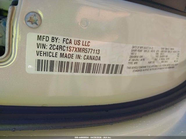 Aukcja sprzedaży 2021 Chrysler Pacifica Hybrid Limited, vin: 2C4RC1S7XMR577113, numer aukcji: 44989554